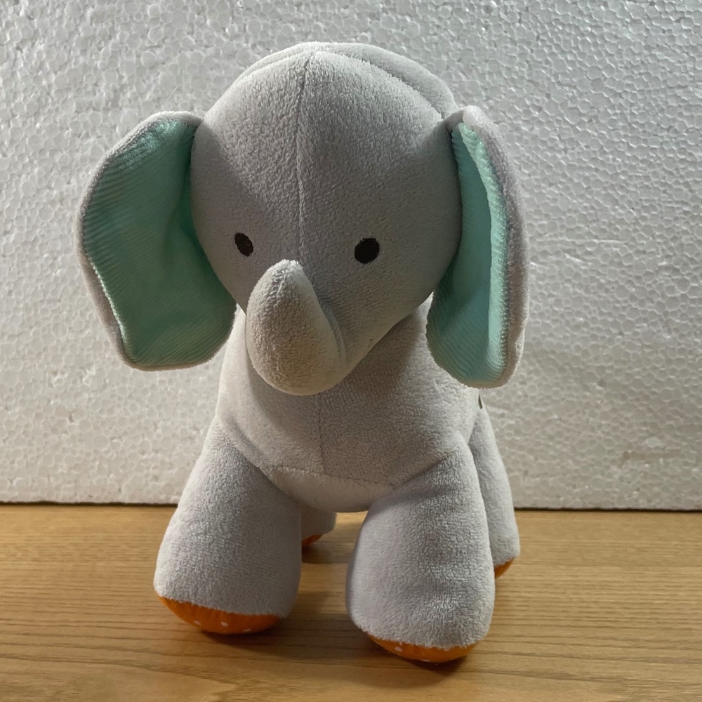 Carters Child of Mine Elephant Plush Musical Windup Gray Corduroy Ears 9" Lovey